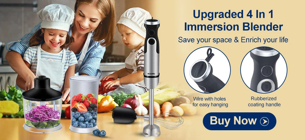 Biolomix 4 In 1 1200W Immersion Hand Blender With Chopper