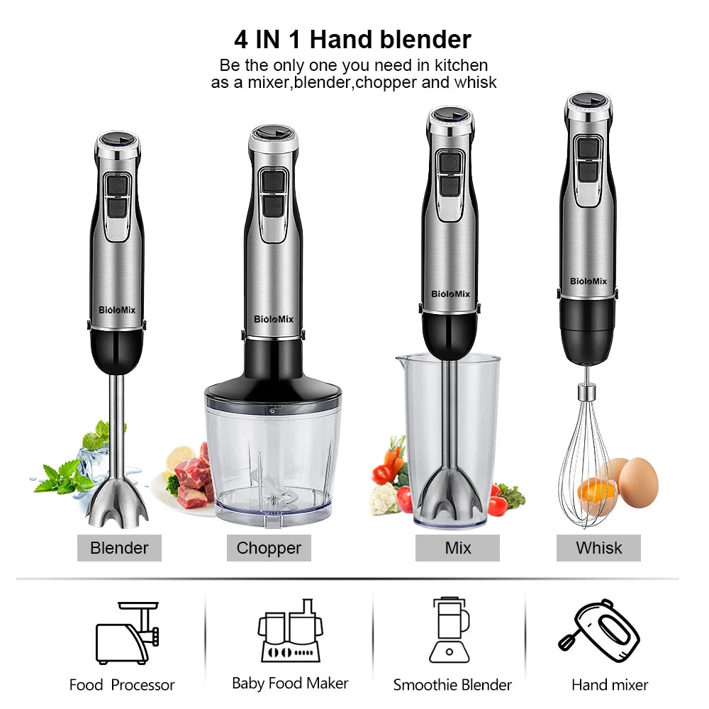 Biolomix 4 In 1 1200W Immersion Hand Blender With Chopper