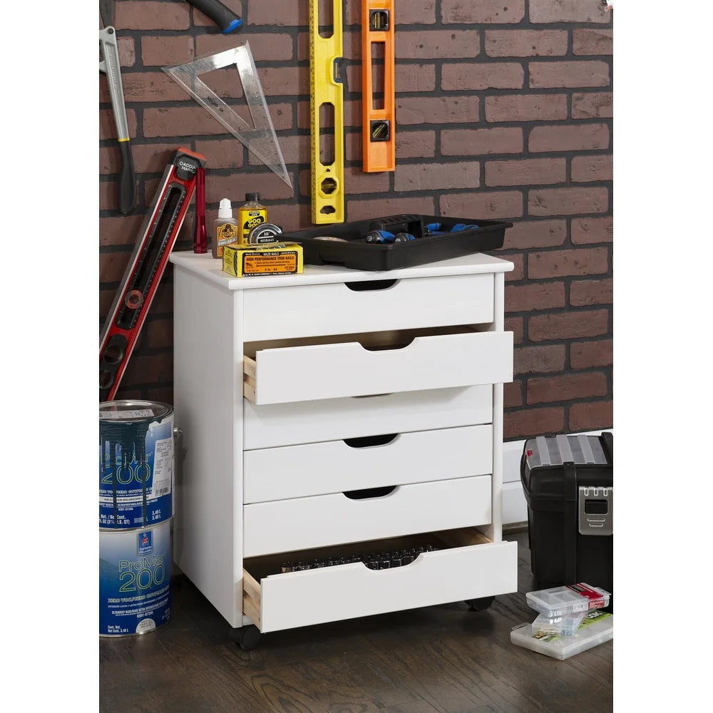 Wide Rolling Cart with Six Drawers Mobile Storage Solution Home Office Craft Room Easy Mobility Modern Design