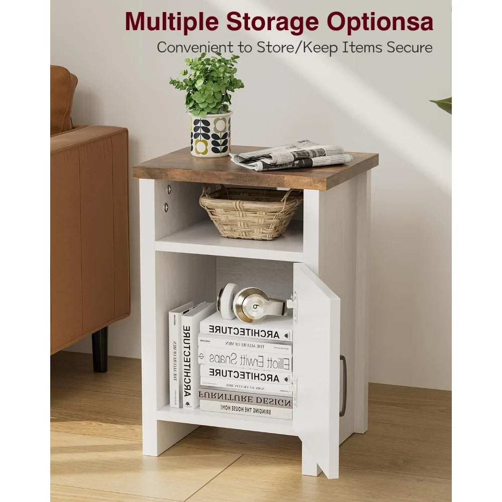 Frame Nightstands Set With Storage Shelf And Barn Door