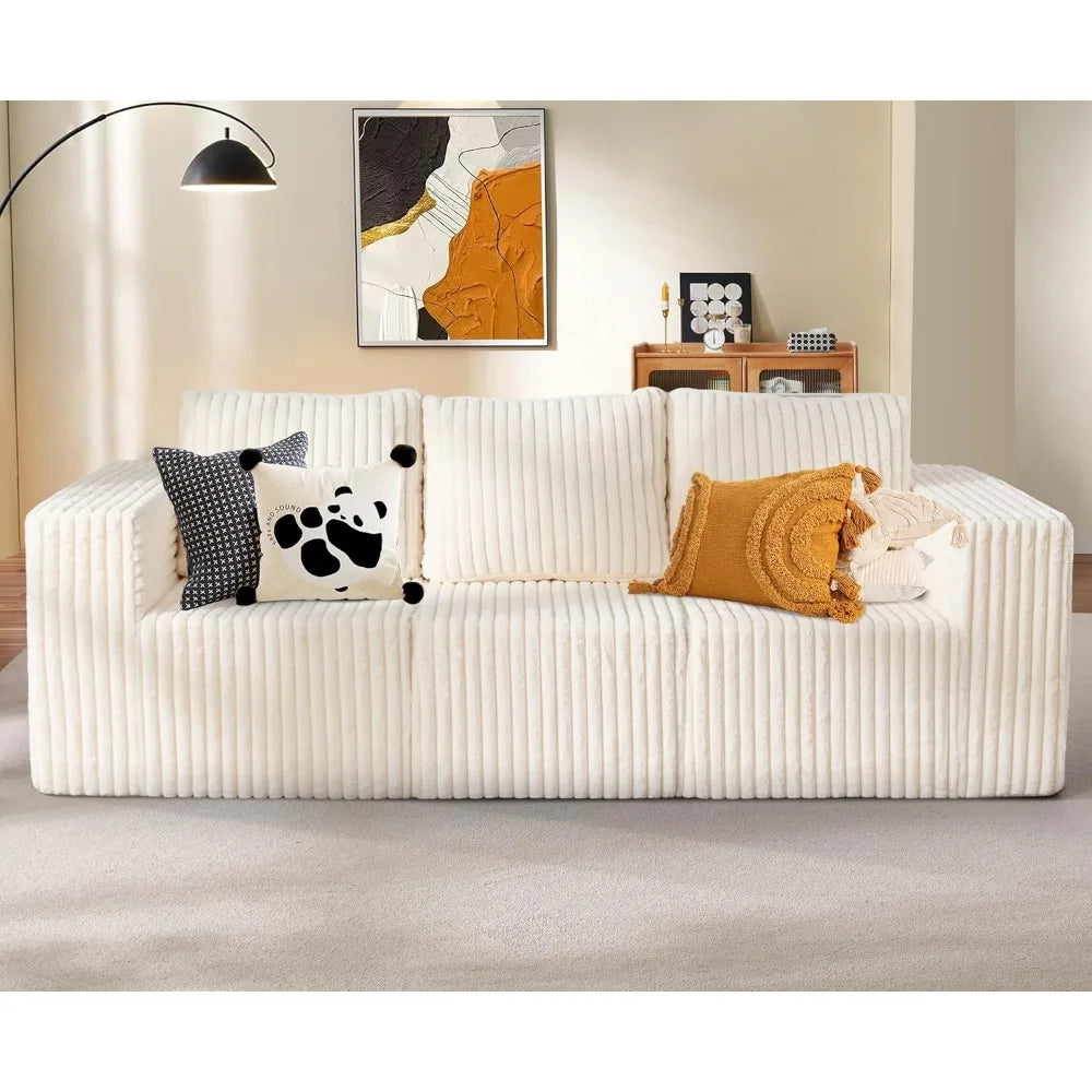Modular Sectional Sofa 3-Seater Modular Couch with Deep Seat Memory Foam Cloud Chair with Pillows Oversized Sectional Sofa