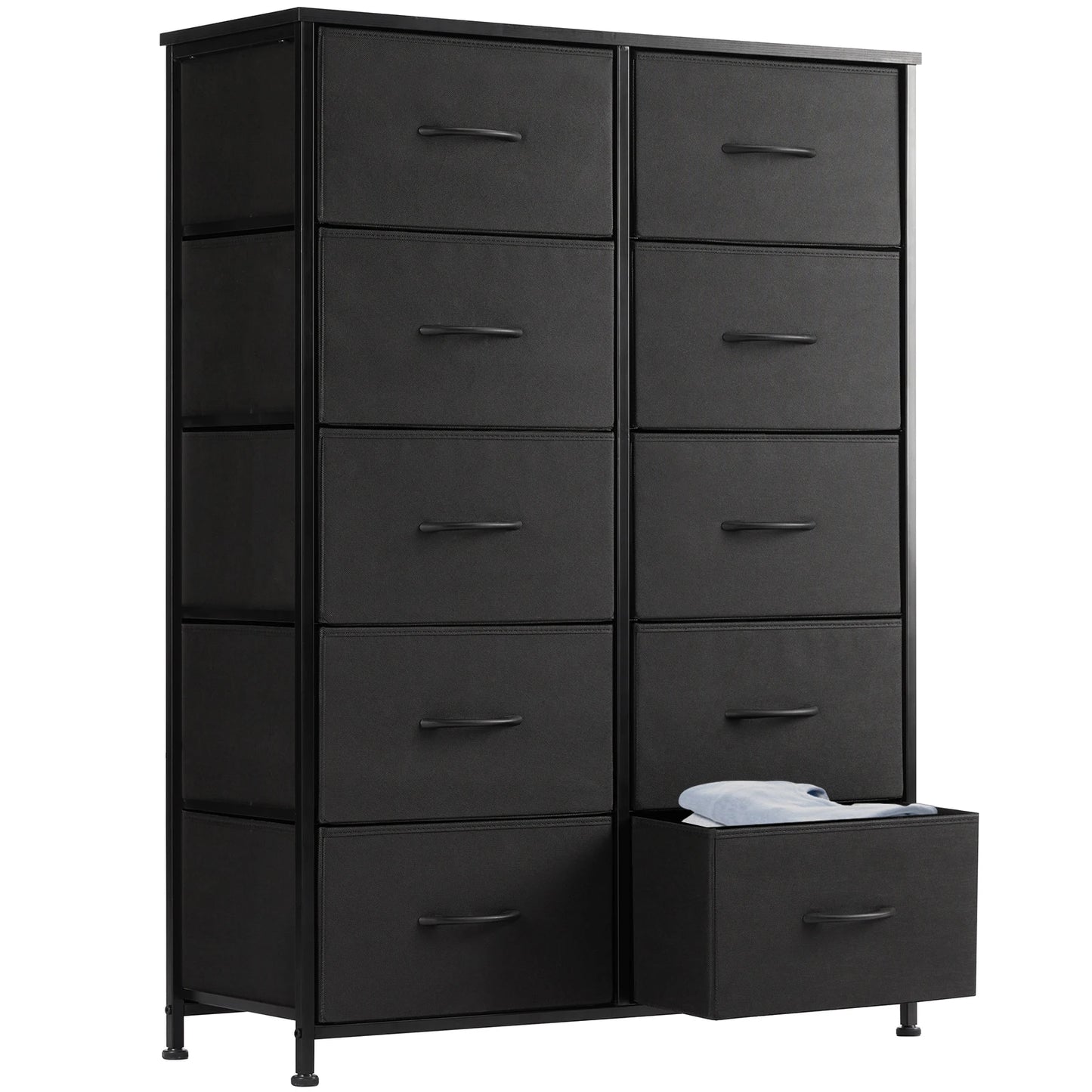 JHK Bedside Table With 10 Fabric Drawers Steel Frame Cabinet