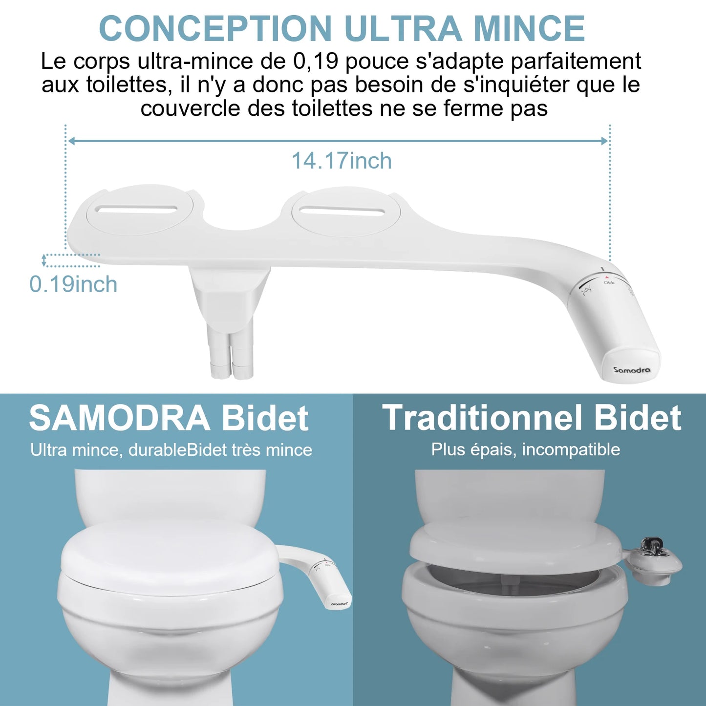 Samodra Right Left Hand Bidet Sprayer Dual Nozzle Hygienic Shower