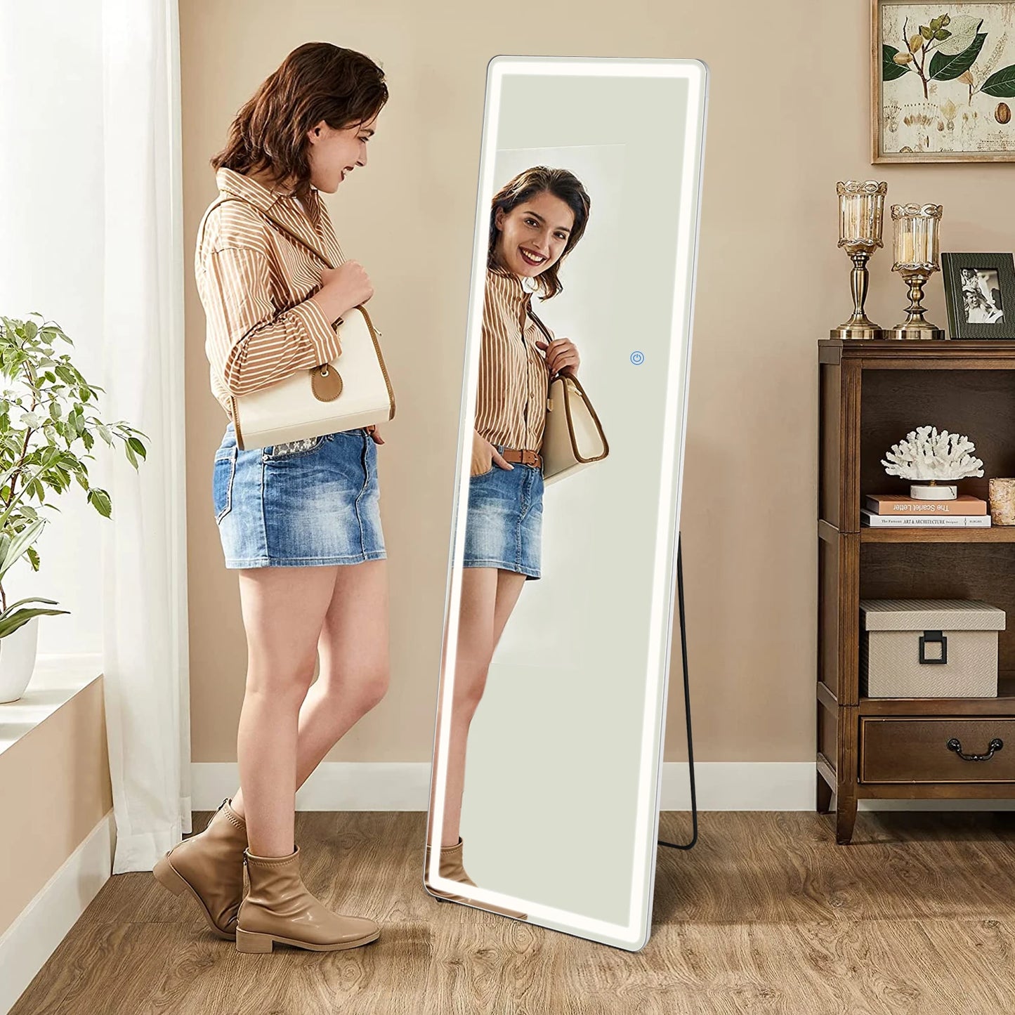 JHK Full Length Mirror with Aluminum Alloy Frame Living Room