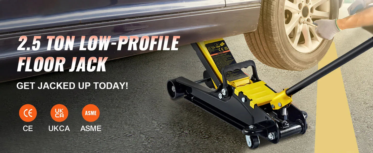 SucceBuy 2.5T Floor Hydraulic Jack Pneumatic Low Profile Floor Jack Heavy-Duty Steel Floor Jacks with Single Piston Lift Pump