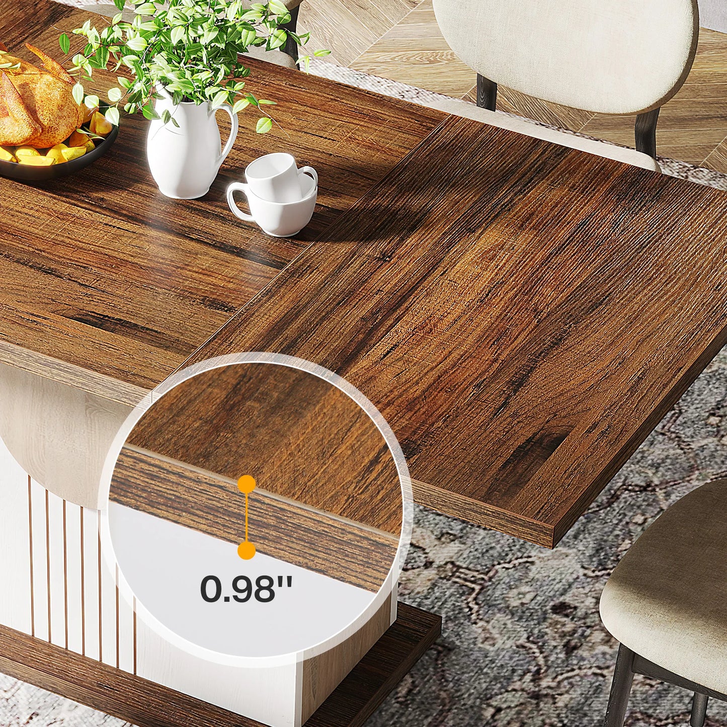 Tribesigns Farmhouse Wood Dining Table For Kitchen Living