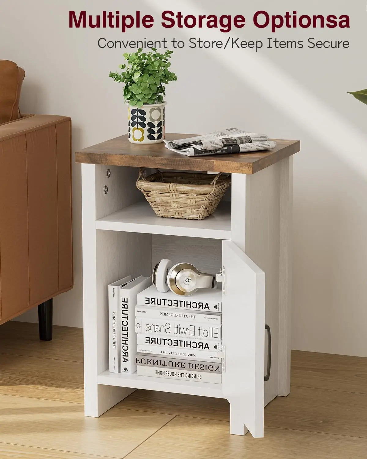 Frame Nightstands Set With Storage Shelf And Barn Door