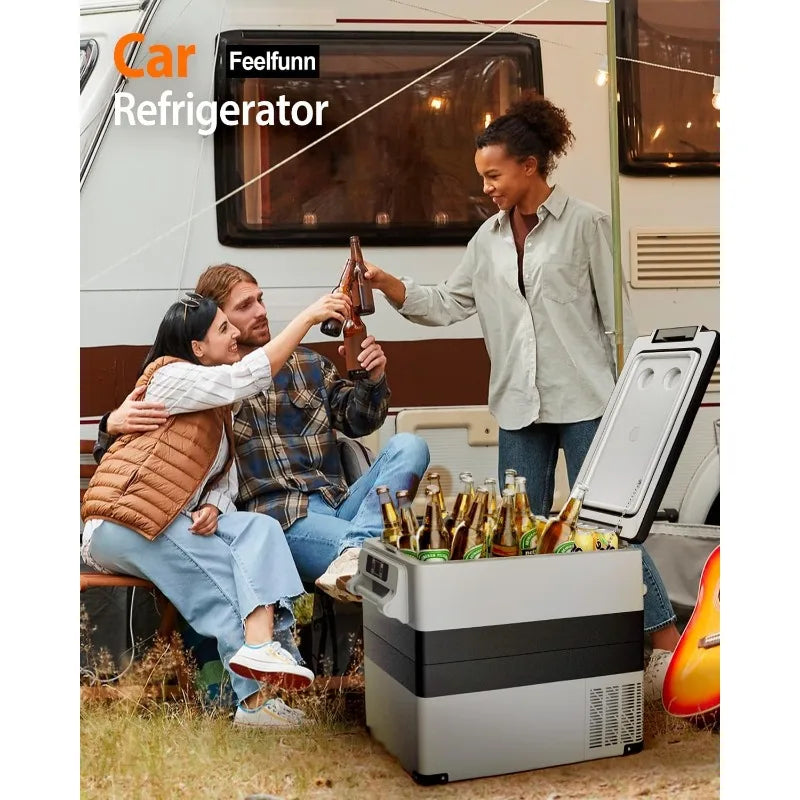 Portable 12 Volt Refrigerator - 58 Quart(55L) Electric Cooler with AC/DC for Truck RV Van Camper, Car Refrigerator Fr