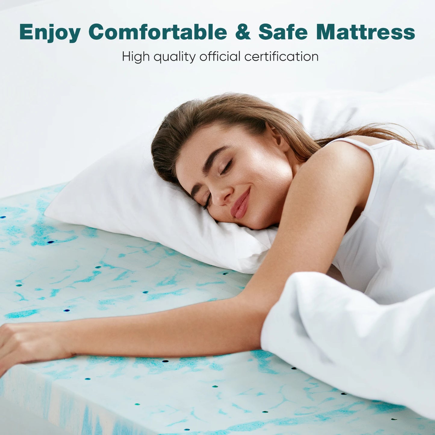 JHK Gel Memory Foam Mattress Topper Soft Breathable Cooling Bed