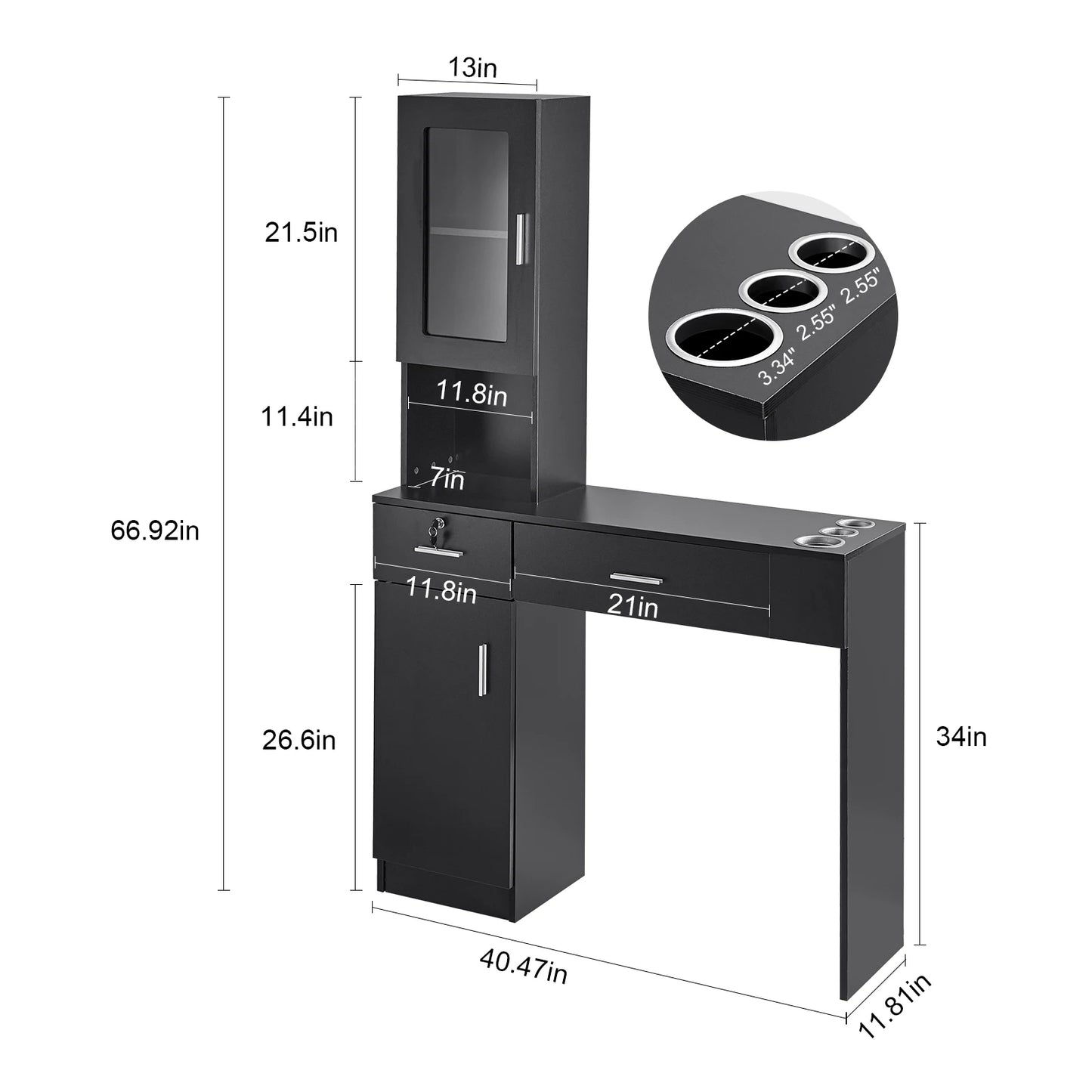 SucceBuy Salon Organizer Wall Hanging Unit With 3 Holders