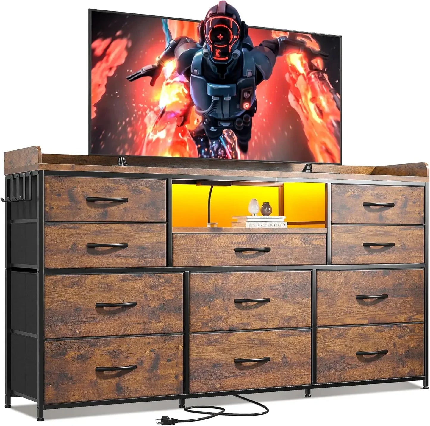 XMSJHign-concerned Dresser With 11 Drawers LED Lights