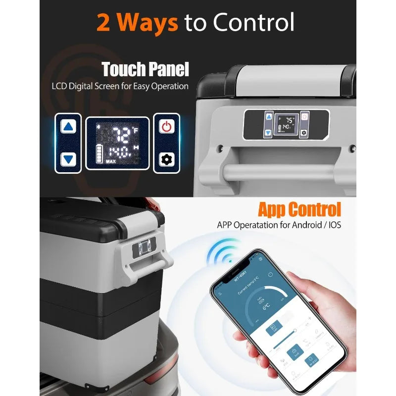 Portable 12 Volt Refrigerator - 58 Quart(55L) Electric Cooler with AC/DC for Truck RV Van Camper, Car Refrigerator Fr