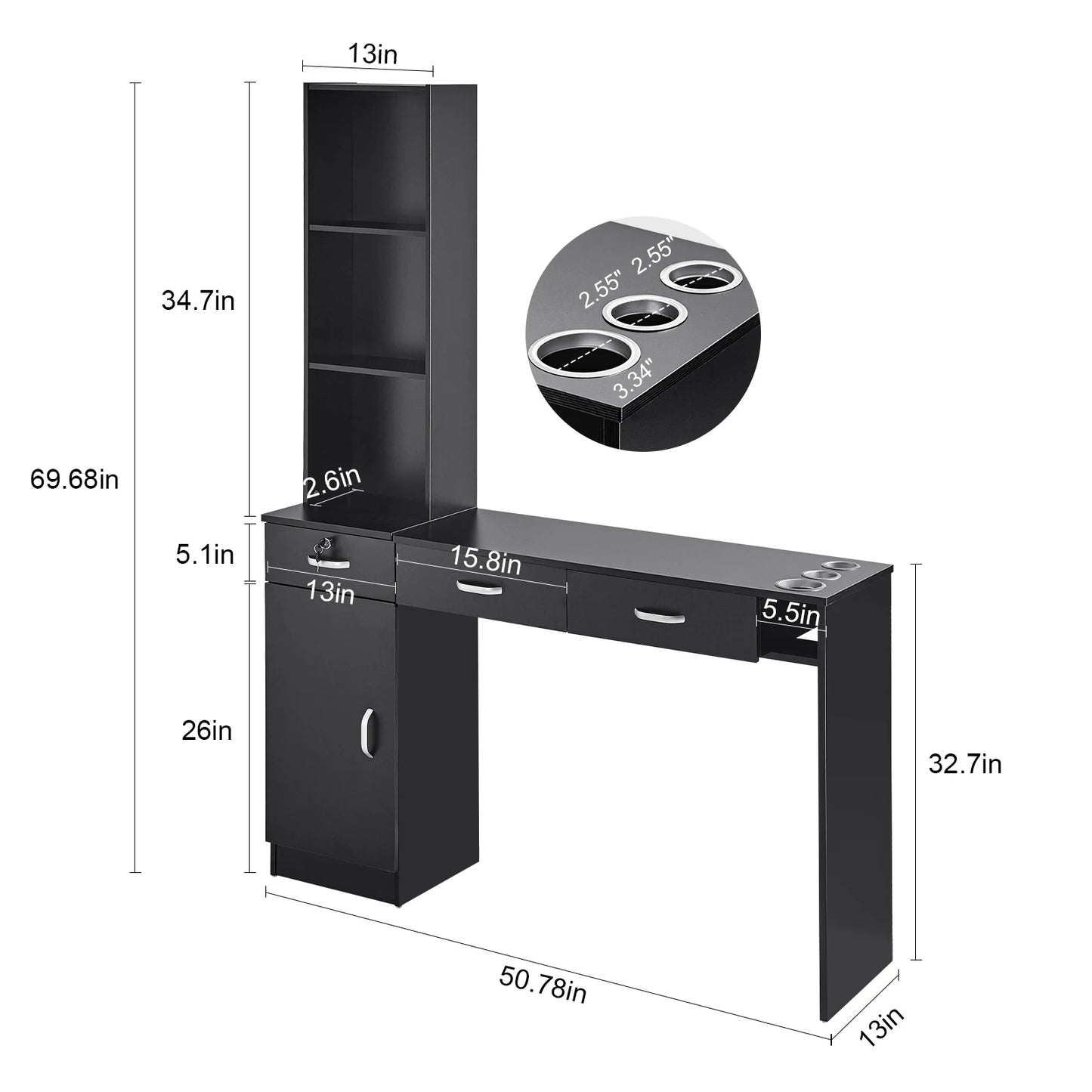 SucceBuy Salon Organizer Wall Hanging Unit With 3 Holders