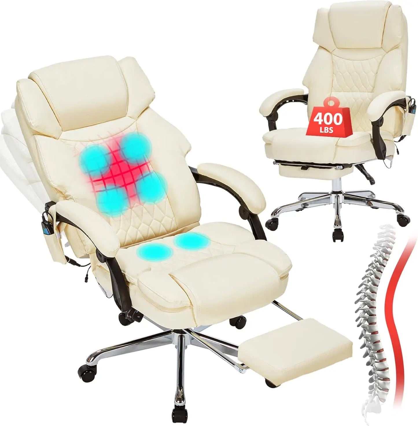 Guangbai Massage Office Chair With Foot Rest Vibration Heat Recline
