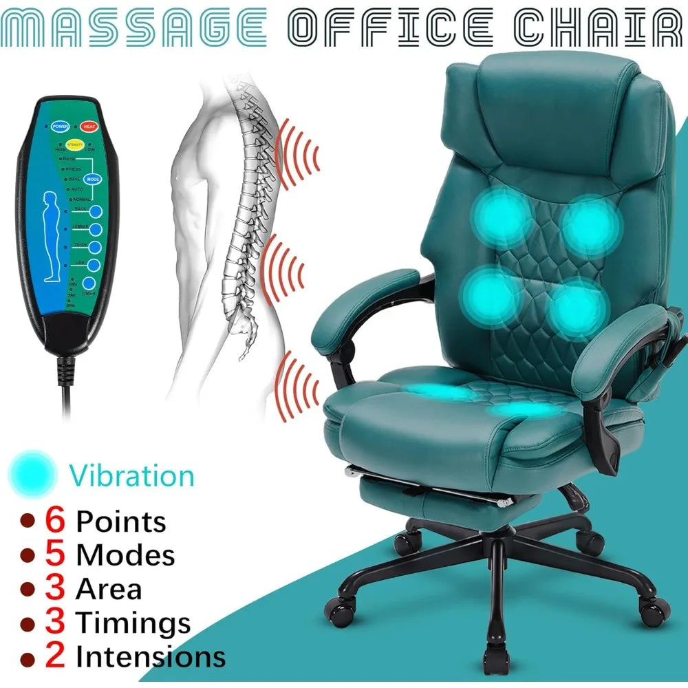 Guangbai Massage Office Chair With Foot Rest Vibration Heat Recline