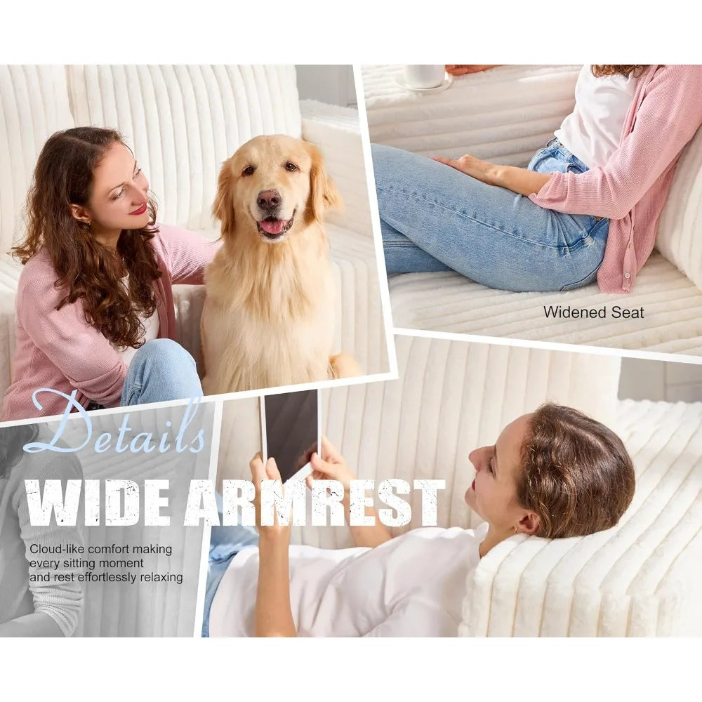 Modular Sectional Sofa 3-Seater Modular Couch with Deep Seat Memory Foam Cloud Chair with Pillows Oversized Sectional Sofa