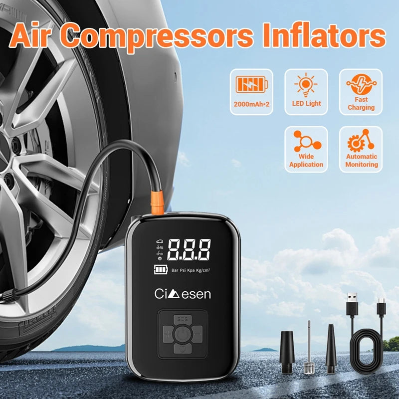 1pc Car Wireless Air Pump 150PSI Portable Electric Tire Inflation For Car Bicycle Motorcycle Air Compressor Inflator US Shipping