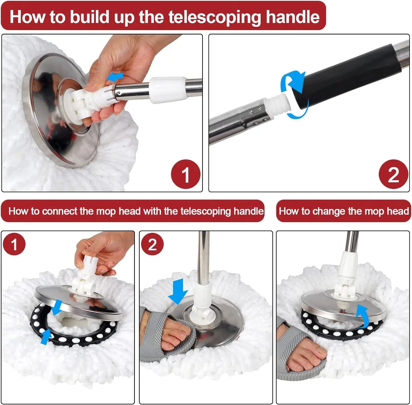 Zhejiang Spin Mop Bucket Set With Microfiber Heads For Floors