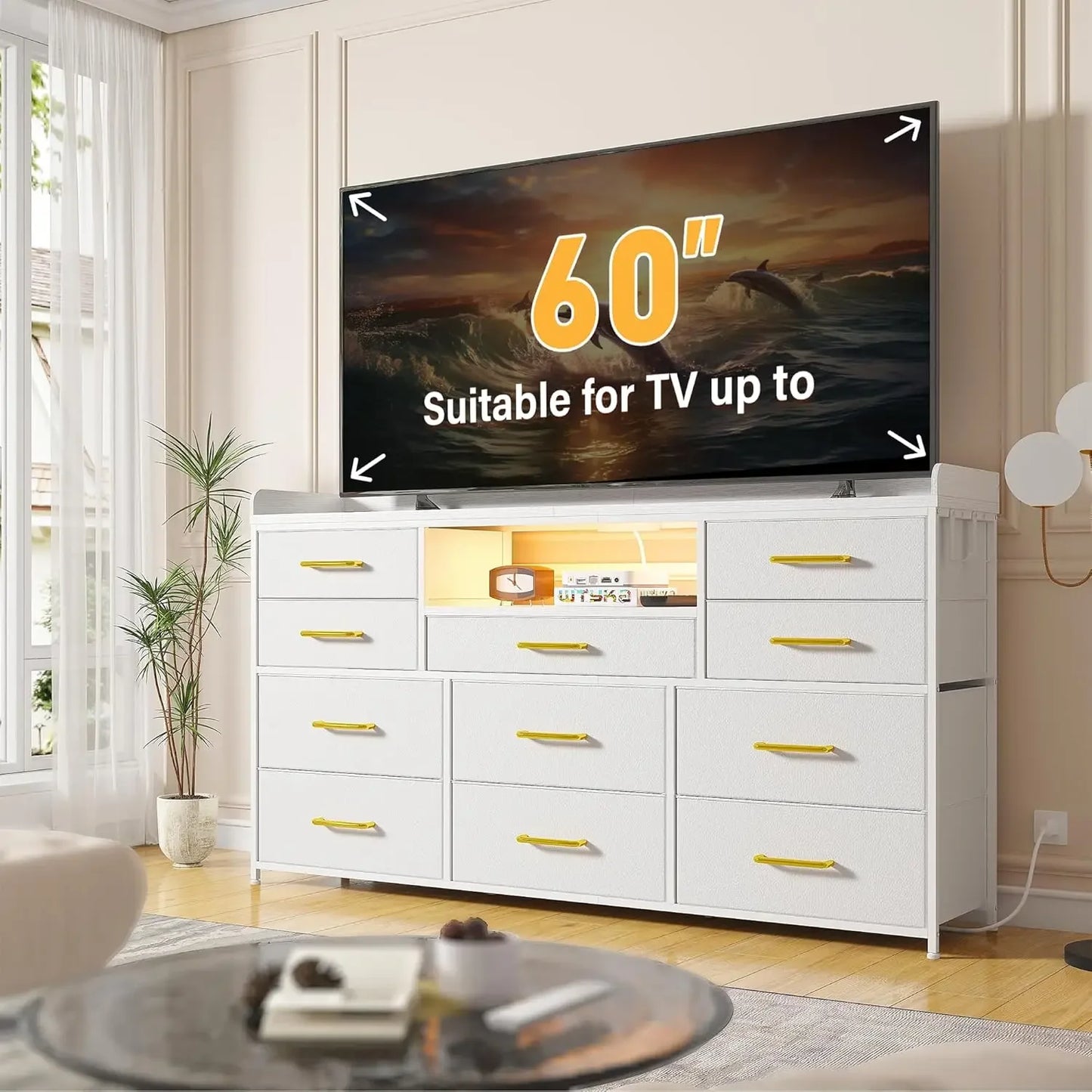 XMSJHign-concerned Dresser With 11 Drawers LED Lights