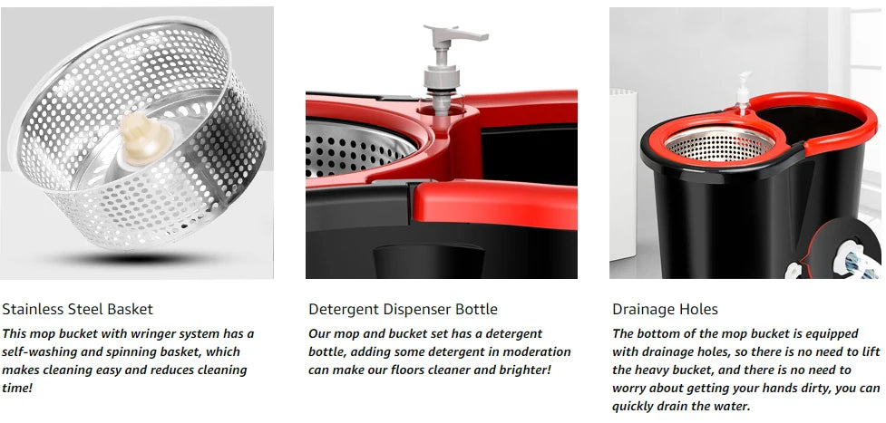 Zhejiang Spin Mop Bucket Set With Microfiber Heads For Floors