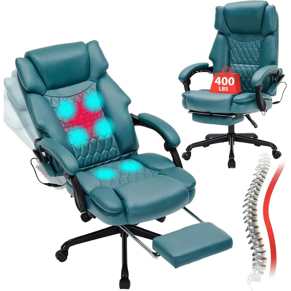 Guangbai Massage Office Chair With Foot Rest Vibration Heat Recline