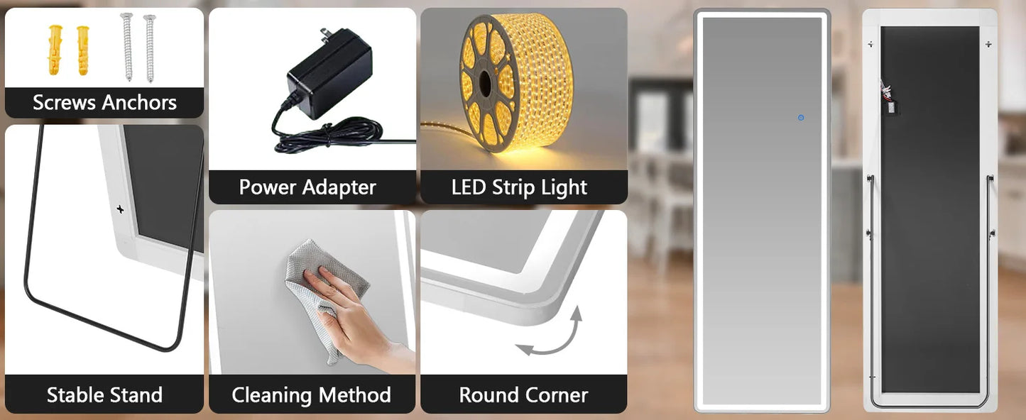 JHK Full Length Mirror with Aluminum Alloy Frame Living Room