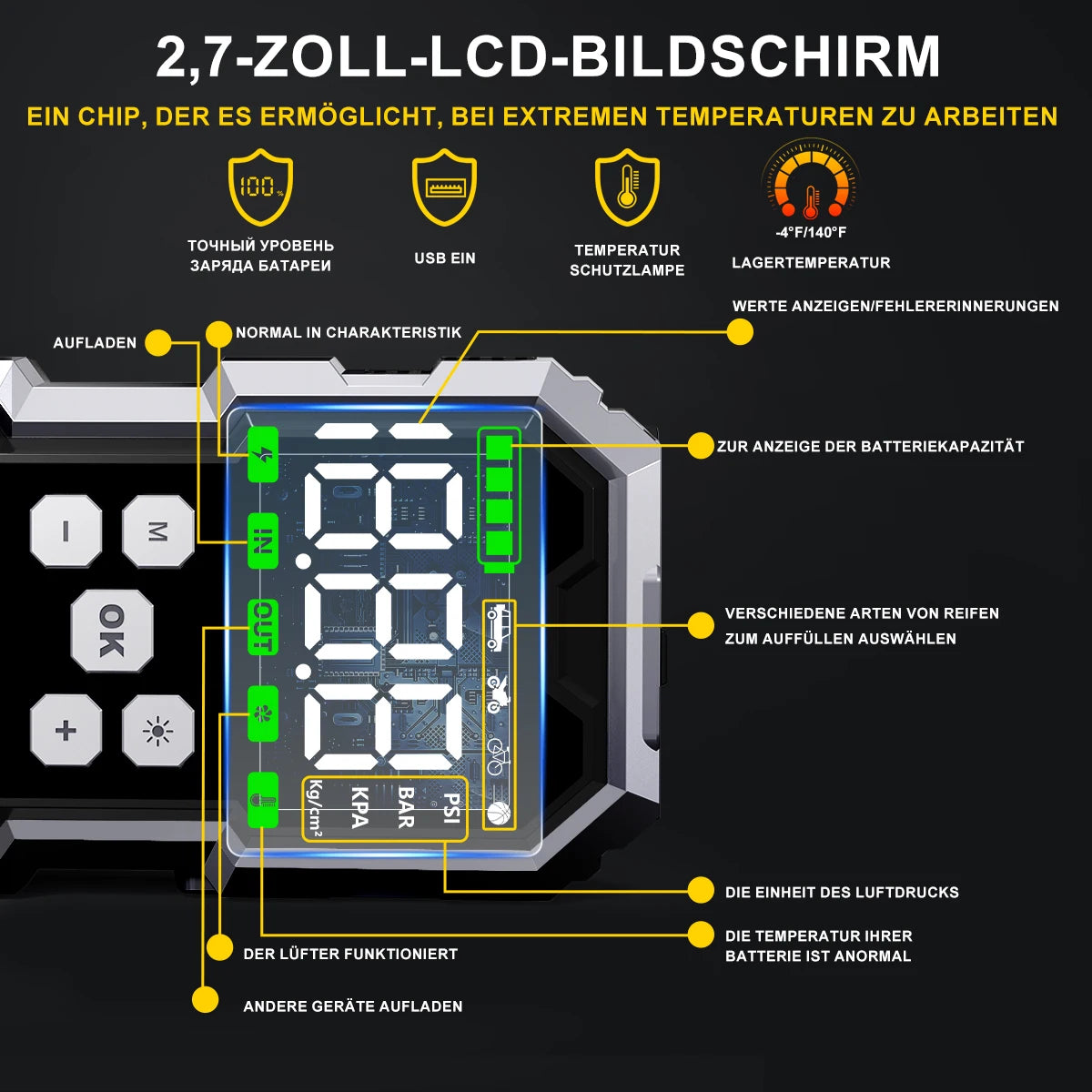 150PSI Air Pump Car Battery Emergency Boosters 7000A Car Jump Starter Power Bank Portable Starting Device Car Starter New