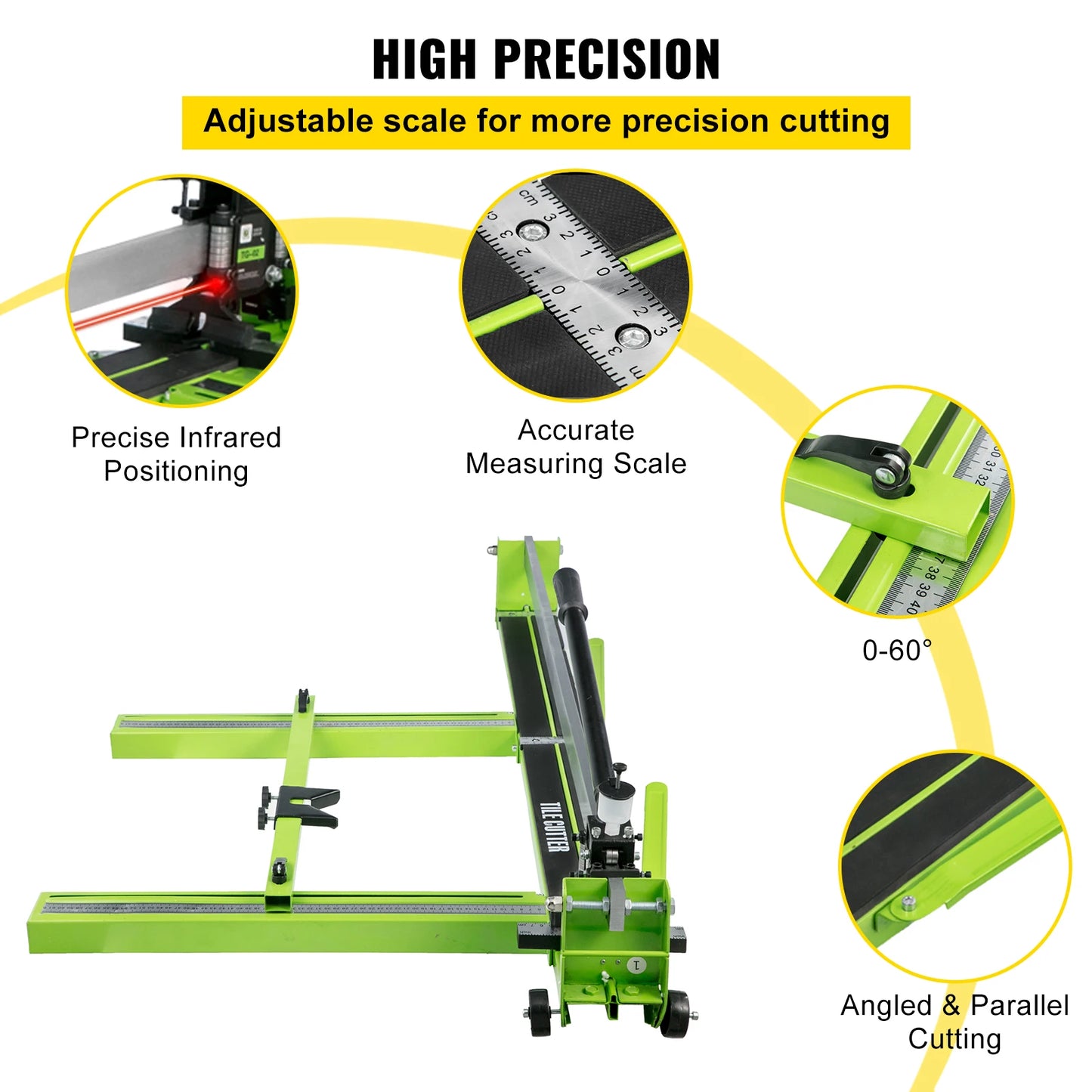 SucceBuy Manual Tile Cutter Infrared Laser Positioning Floor Cutter Push Knife Professional Hand Tool for Cutting Porcelain