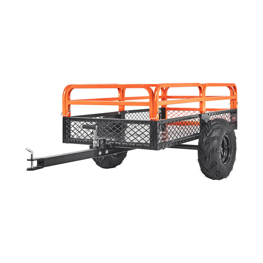 SucceBuy Heavy Duty Steel ATV Dump Trailer Tow Behind Dump Cart Garden Trailer with Removable Sides and Tires for Mowers Tractor