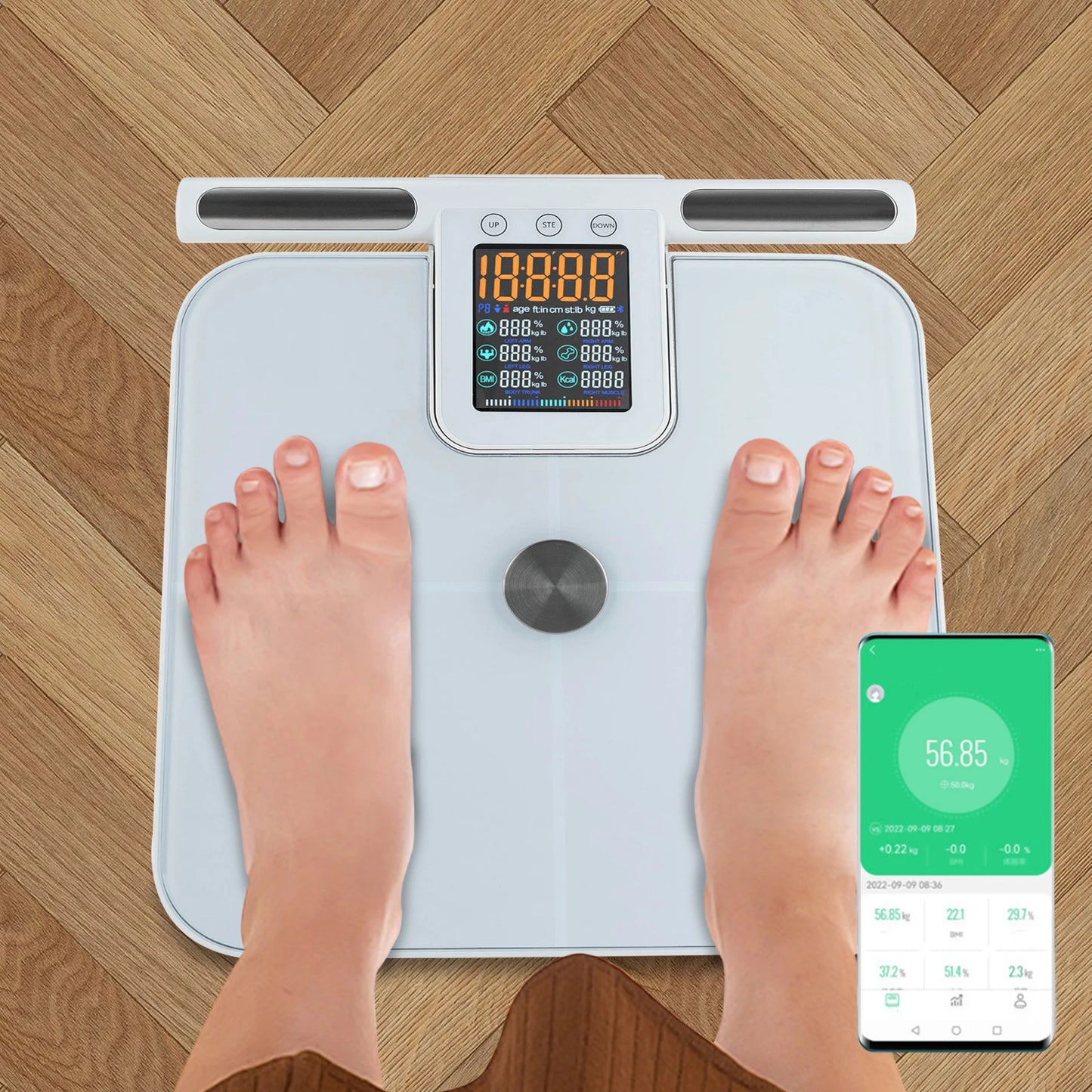 Eight-Electrode Intelligent Body Fat Scale Bluetooth BMI Tracking Portable