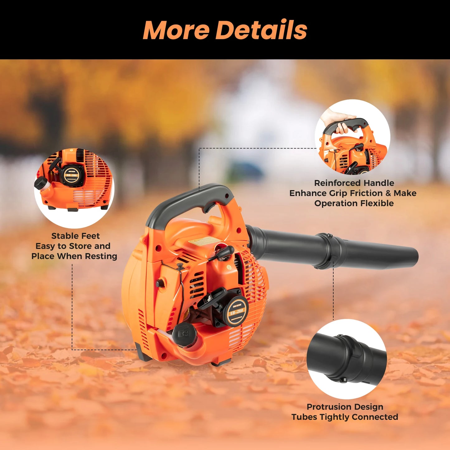 Hign-concerned Gas Leaf Blower 25cc 2 Stroke Commercial Handheld