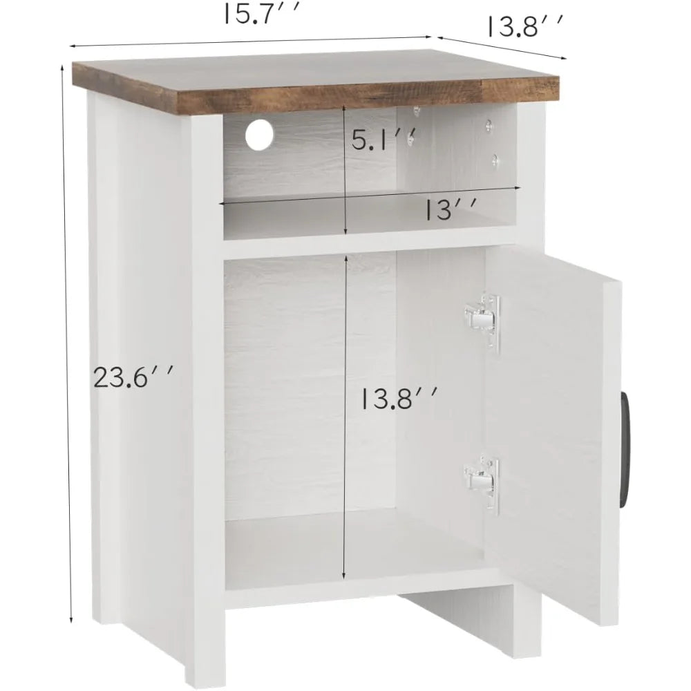 Frame Nightstands Set With Storage Shelf And Barn Door