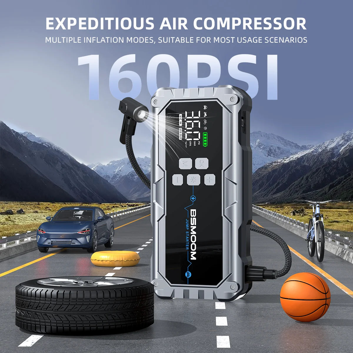 150PSI Air Pump Car Battery Emergency Boosters 7000A Car Jump Starter Power Bank Portable Starting Device Car Starter New