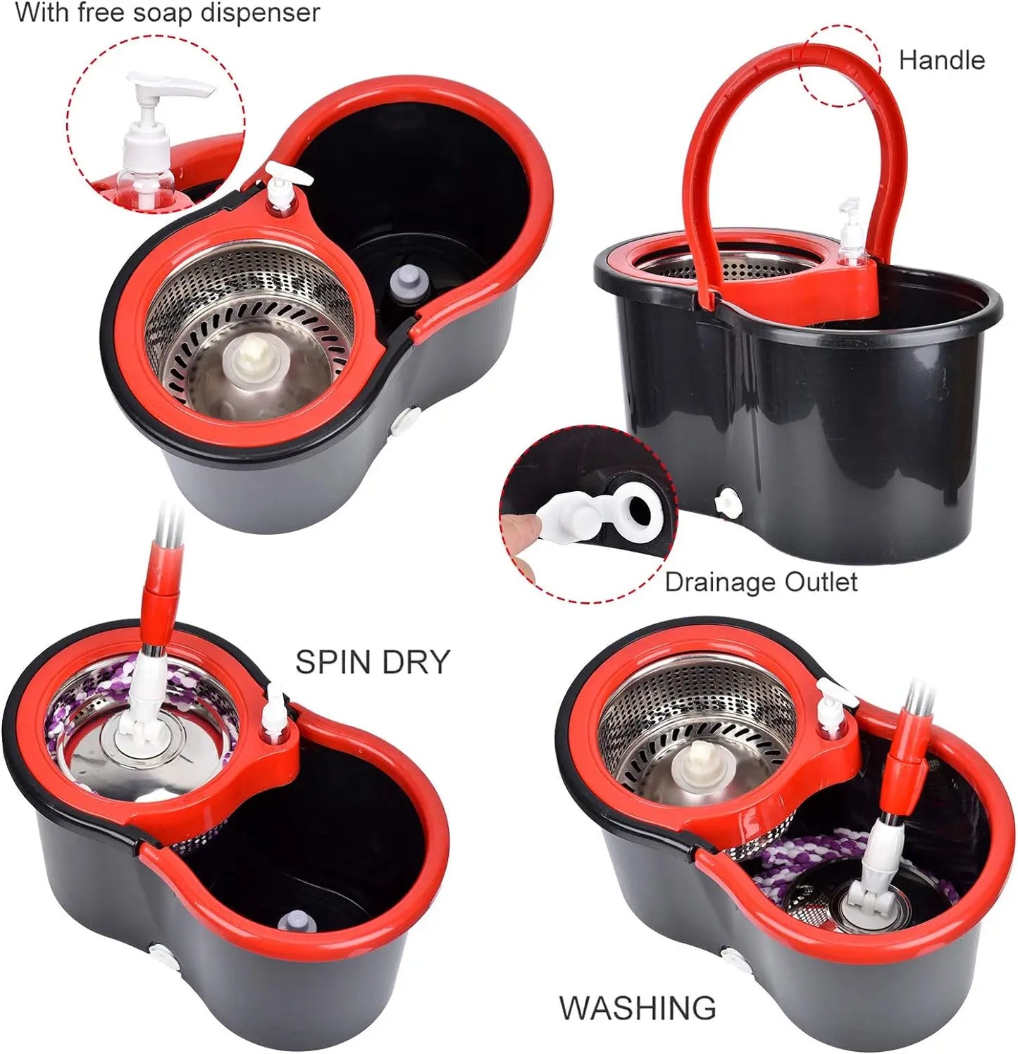 Zhejiang Spin Mop Bucket Set With Microfiber Heads For Floors