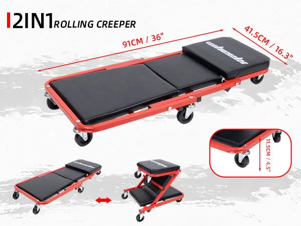 Hign-concerned 3 In 1 Rolling Mechanic Creeper Z Seat Foldable Chair