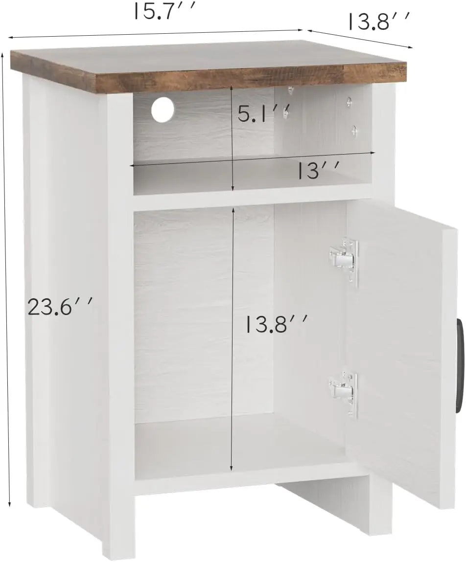 Frame Nightstands Set With Storage Shelf And Barn Door