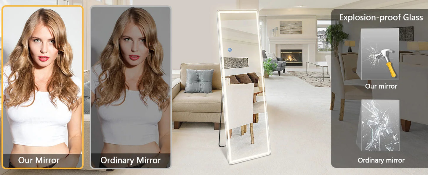 JHK Full Length Mirror with Aluminum Alloy Frame Living Room
