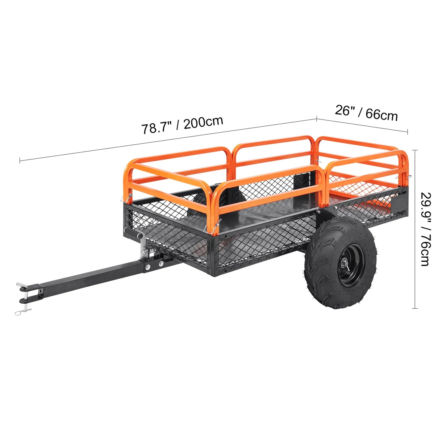 SucceBuy Heavy Duty Steel ATV Dump Trailer Tow Behind Dump Cart Garden Trailer with Removable Sides and Tires for Mowers Tractor