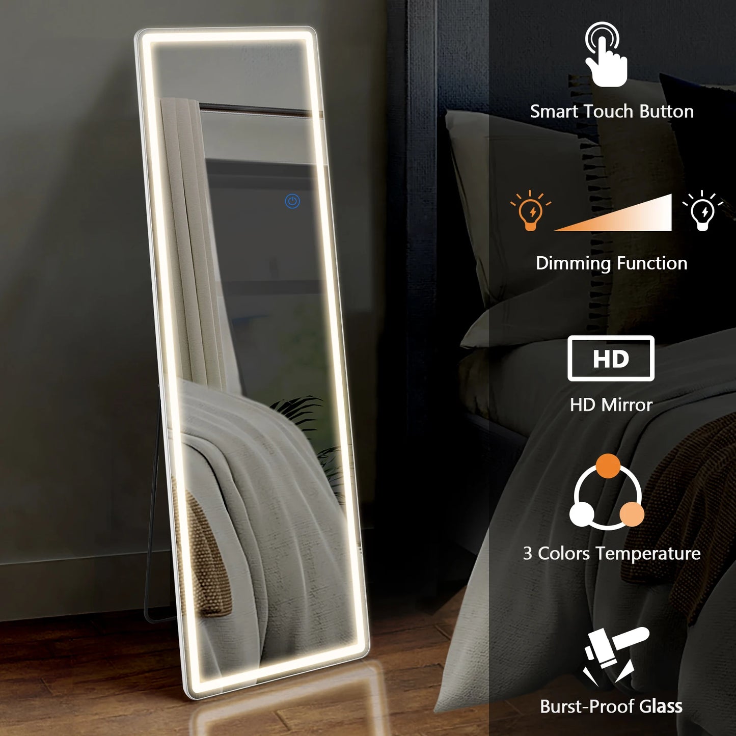 JHK Full Length Mirror with Aluminum Alloy Frame Living Room