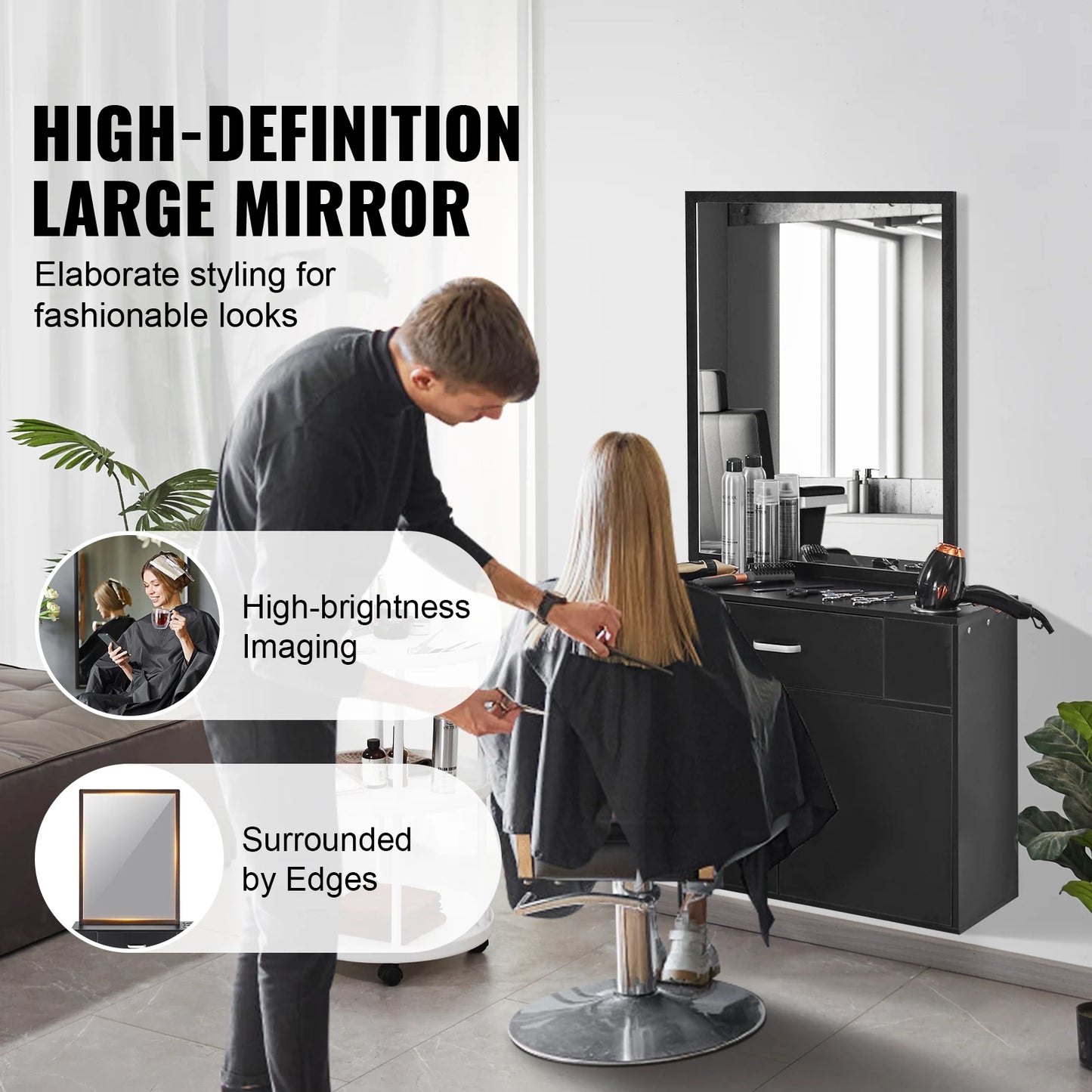 SucceBuy Salon Organizer Wall Hanging Unit With 3 Holders