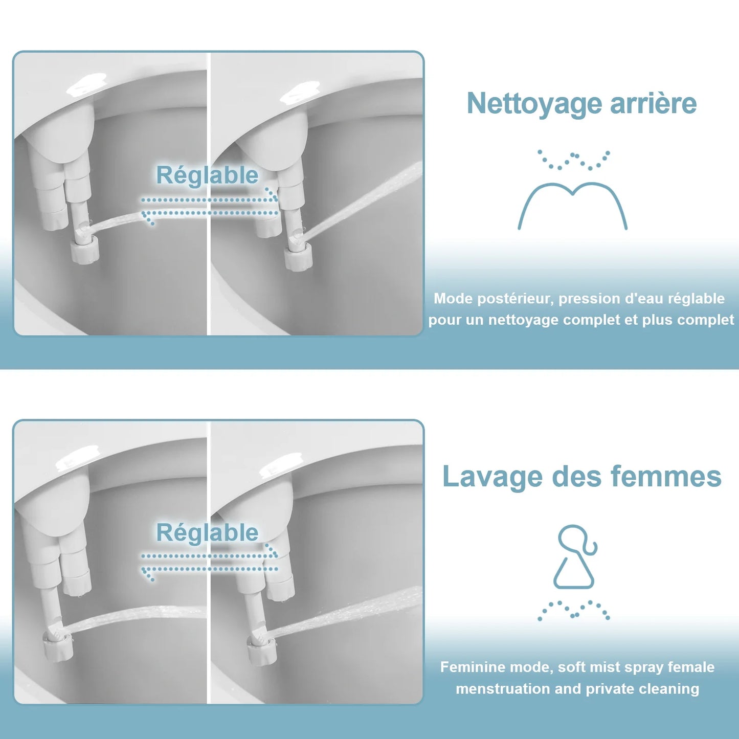 Samodra Right Left Hand Bidet Sprayer Dual Nozzle Hygienic Shower