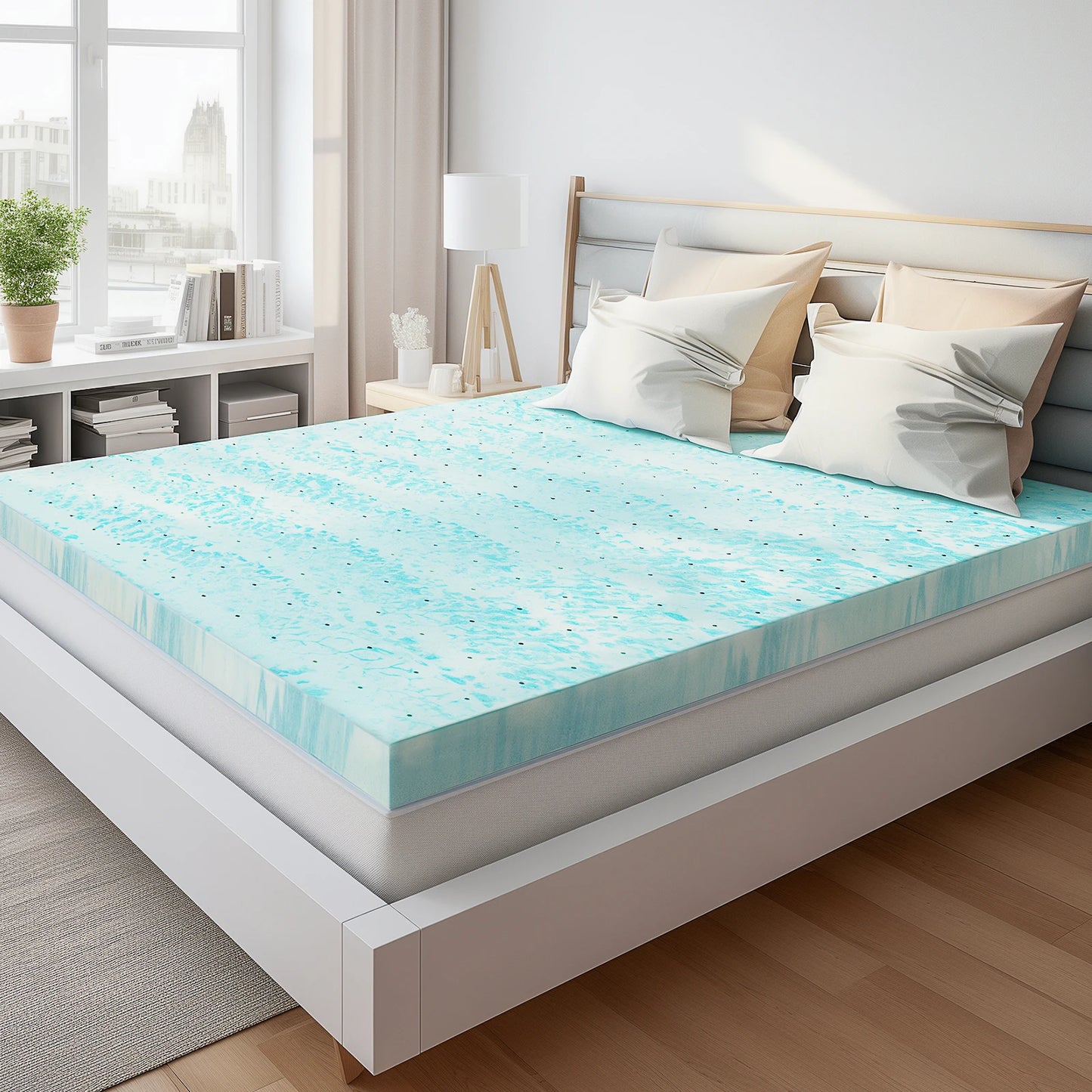 JHK Gel Memory Foam Mattress Topper Soft Breathable Cooling Bed