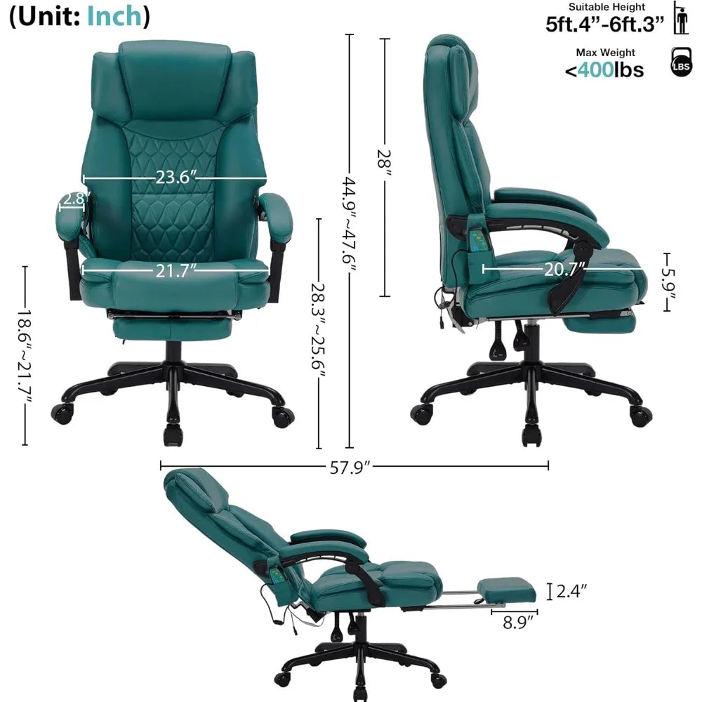 Guangbai Massage Office Chair With Foot Rest Vibration Heat Recline