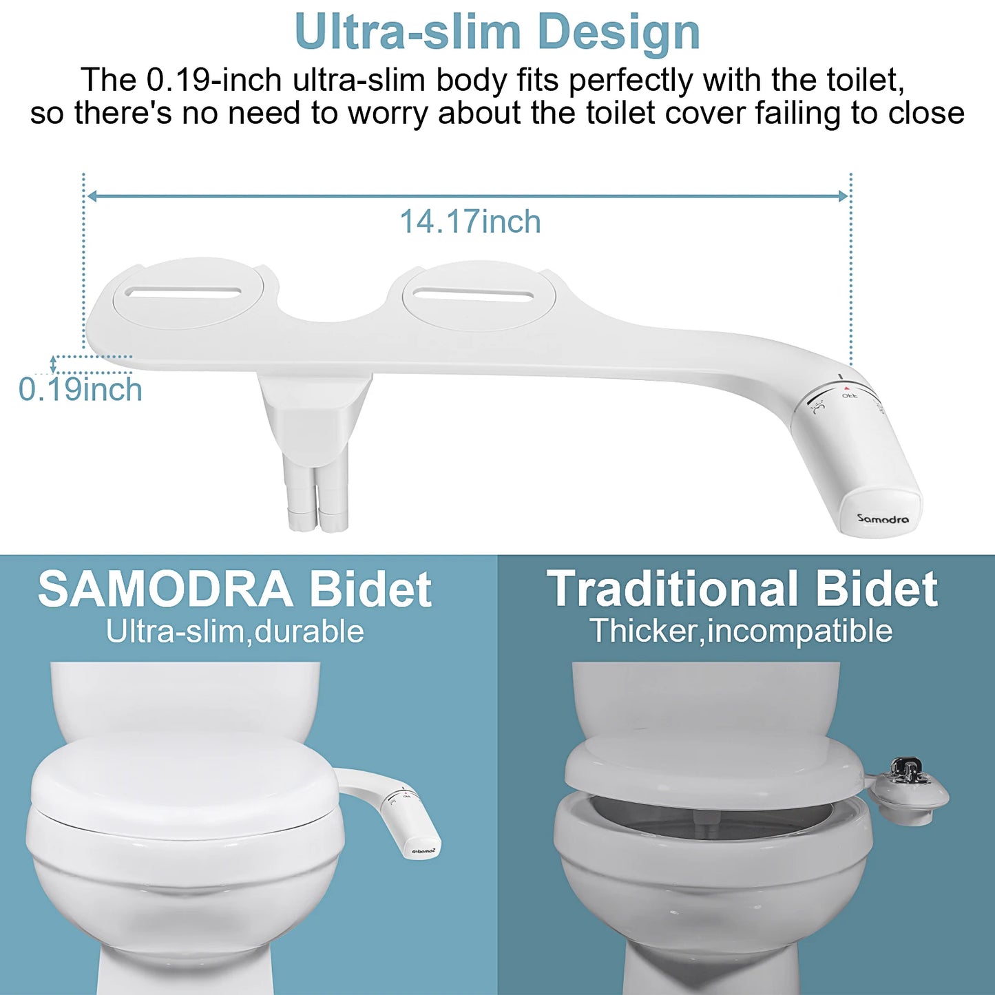Samodra Right Left Hand Bidet Sprayer Dual Nozzle Hygienic Shower