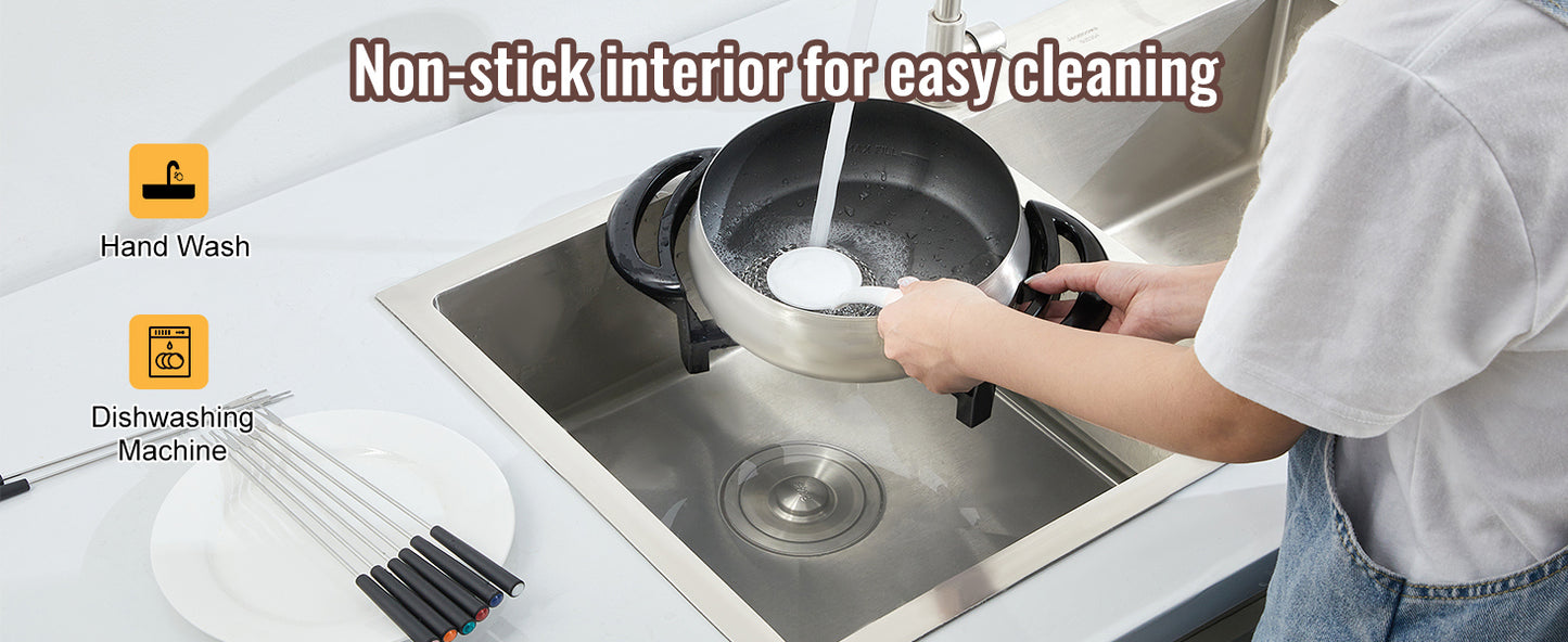 SucceBuy Electric Stainless Fondue Pot Set Cheese And Chocolate TemperatureControlled