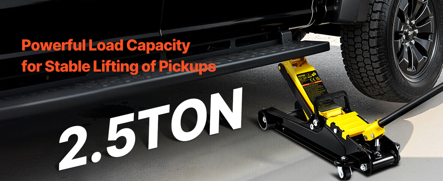 SucceBuy 2.5T Floor Hydraulic Jack Pneumatic Low Profile Floor Jack Heavy-Duty Steel Floor Jacks with Single Piston Lift Pump