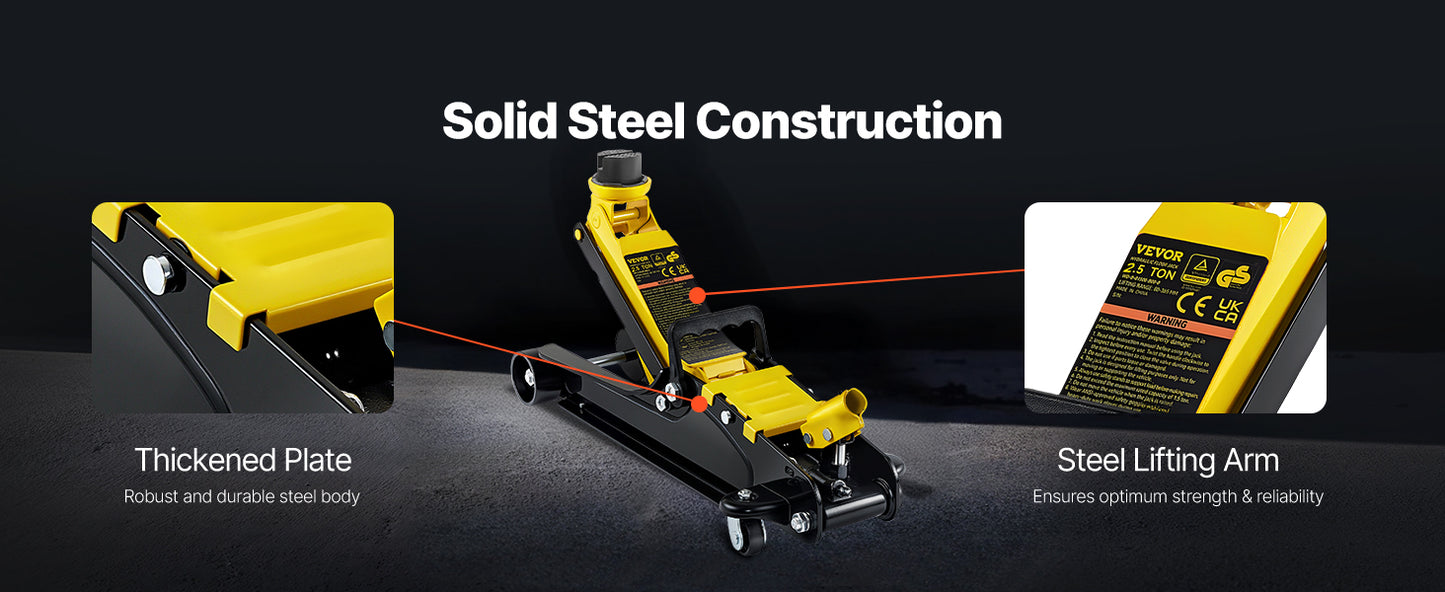 SucceBuy 2.5T Floor Hydraulic Jack Pneumatic Low Profile Floor Jack Heavy-Duty Steel Floor Jacks with Single Piston Lift Pump