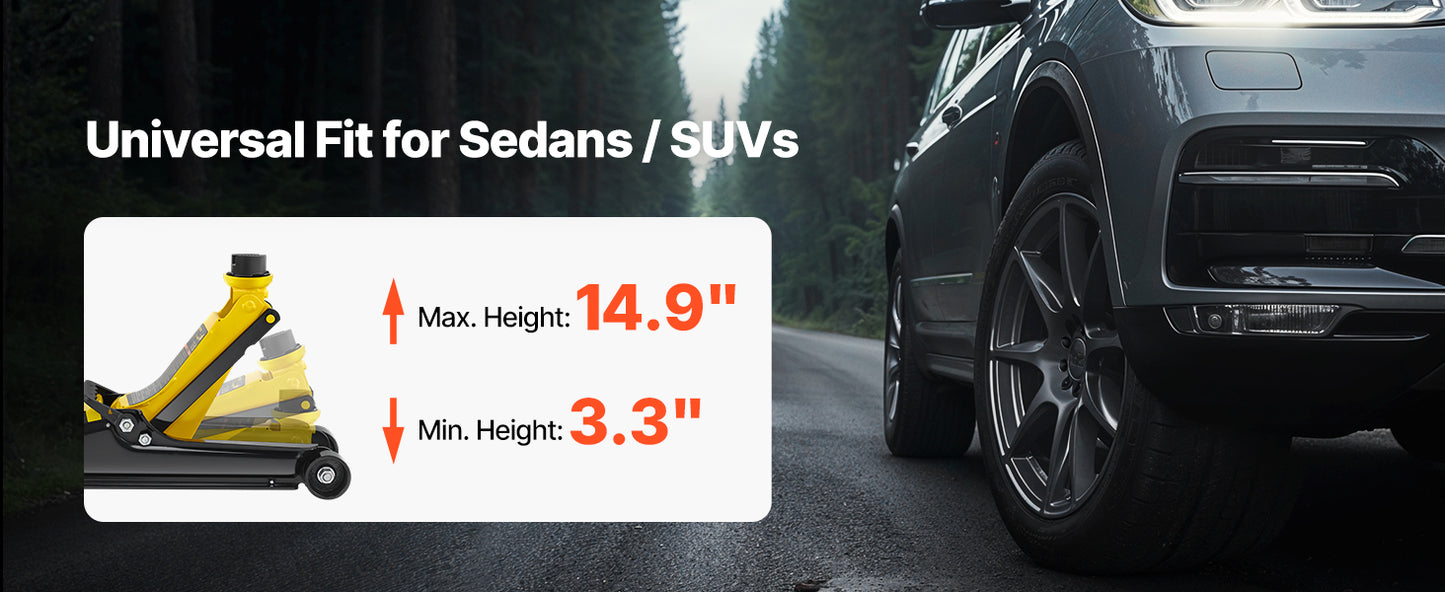 SucceBuy 2.5T Floor Hydraulic Jack Pneumatic Low Profile Floor Jack Heavy-Duty Steel Floor Jacks with Single Piston Lift Pump