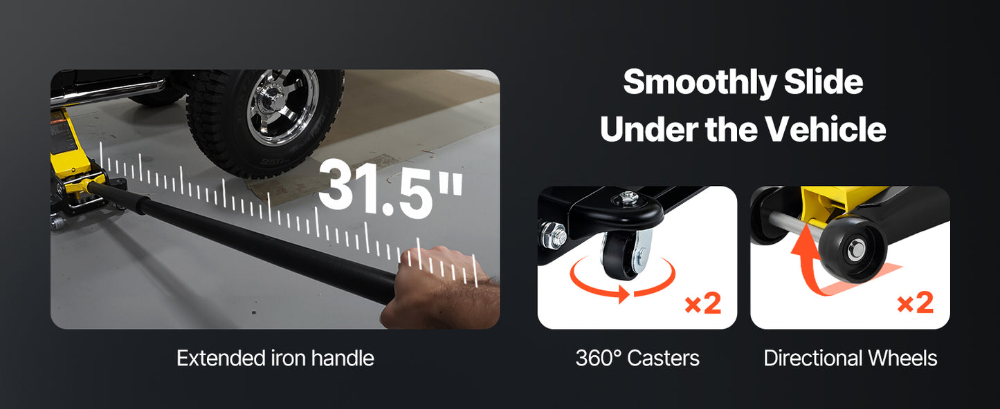 SucceBuy 2.5T Floor Hydraulic Jack Pneumatic Low Profile Floor Jack Heavy-Duty Steel Floor Jacks with Single Piston Lift Pump