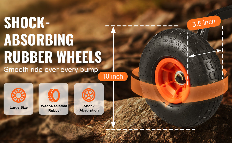 SucceBuy Dump Cart Poly Garden Dump Cart Easy to Assemble Steel Frame Dump Wagon with 2-in-1 Convertible Handle Safe Transport